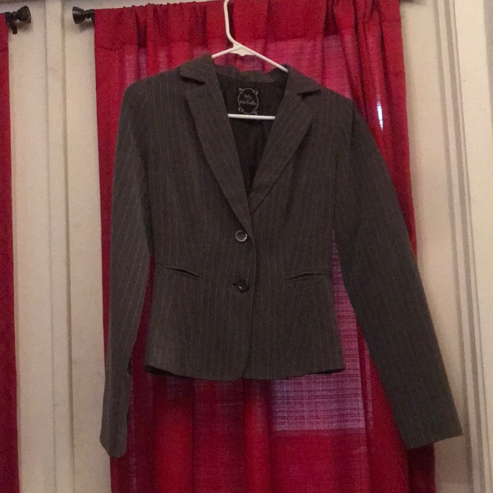 Early 2000s grey pinstriped blazer-EUC